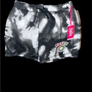 Justice Black & White Tie-Dye Lounge Shorts with Logo Girls 16/18 NWT